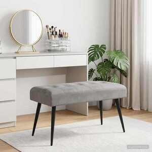 Imagine vidaXL Bancă cu butoane capitonate Gri deschis 80 x 40 x 46 cm Catifea