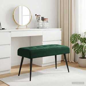Imagine vidaXL Bancă cu butoane capitonate Verde închis 80 x 40 x 46 cm