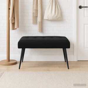 Imagine vidaXL Bancă cu butoane capitonate Negru 80 x 40 x 46 cm Catifea