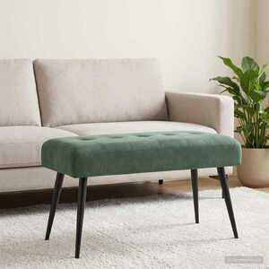 Imagine vidaXL Bancă cu butoane capitonate Verde Mării 80 x 40 x 46 cm Catifea