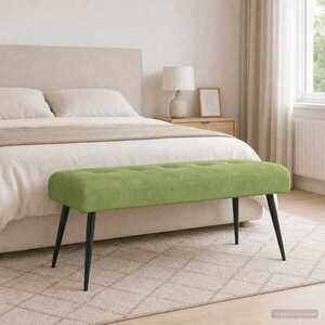 Imagine vidaXL Bancă cu butoane capitonate Verde deschis 110 x 40 x 46 cm