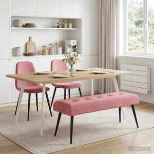 Imagine vidaXL Bancă cu butoane capitonate Roz 110 x 40 x 46 cm Catifea