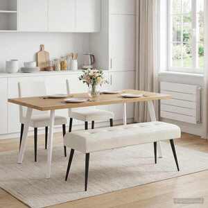 Imagine vidaXL Bancă cu butoane capitonate Crem 110 x 40 x 46 cm Catifea