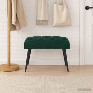 Imagine vidaXL Bancă cu butoane capitonate Verde închis 60 x 40 x 45 cm
