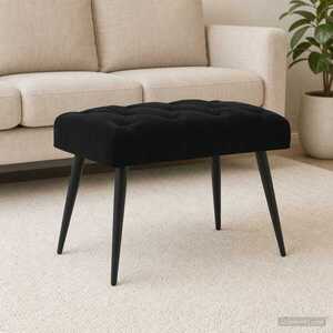 Imagine vidaXL Bancă cu butoane capitonate Negru 60 x 40 x 45 cm Catifea