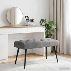 Imagine vidaXL Bancă cu butoane capitonate Gri închis 80 x 40 x 46 cm Catifea