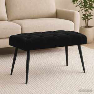 Imagine vidaXL Bancă cu butoane capitonate Negru 80 x 40 x 46 cm Catifea