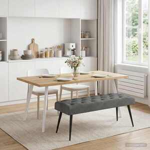 Imagine vidaXL Bancă cu butoane capitonate Gri închis 110 x 40 x 46 cm Catifea