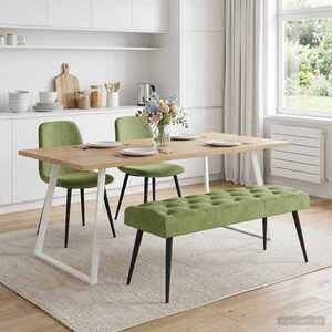 Imagine vidaXL Bancă cu butoane capitonate Verde deschis 110 x 40 x 46 cm