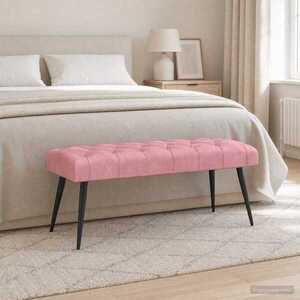 Imagine vidaXL Bancă cu butoane capitonate Roz 110 x 40 x 46 cm Catifea