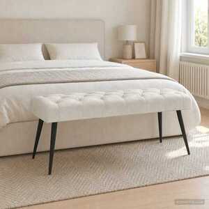 Imagine vidaXL Bancă cu butoane capitonate Crem 110 x 40 x 46 cm Catifea