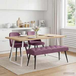 Imagine vidaXL Bancă cu butoane capitonate Violet 110 x 40 x 46 cm Catifea