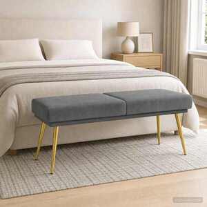 Imagine vidaXL Bancă cu două straturi Gri închis 120 x 45 x 46 cm Catifea