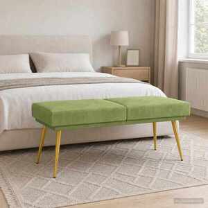 Imagine vidaXL Bancă cu două straturi Verde deschis 120 x 45 x 46 cm Catifea