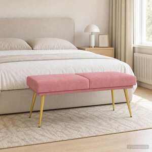 Imagine vidaXL Bancă cu două straturi Roz 120 x 45 x 46 cm Catifea