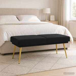 Imagine vidaXL Bancă cu două straturi Negru 120 x 45 x 46 cm Catifea