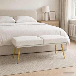 Imagine vidaXL Bancă cu două straturi Crem 120 x 45 x 46 cm Catifea