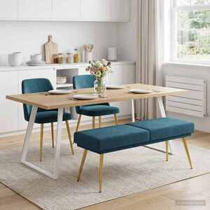 Imagine vidaXL Bancă cu două straturi albastru 120 x 45 x 46 cm Catifea