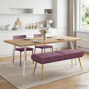 Imagine vidaXL Bancă cu două straturi Violet 120 x 45 x 46 cm Catifea