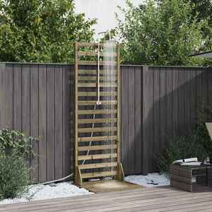 Imagine vidaXL Duș exterior 225 cm Lemn de pin impregnat și oțel inoxidabil