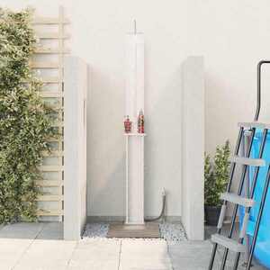Imagine vidaXL Duș exterior 246 cm Lemn masiv de pin și oțel inoxidabil Alb