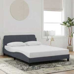 Imagine vidaXL Cadru de pat Dover gri închis 135x190 cm catifea