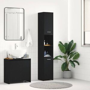 Imagine vidaXL Dulap de baie din stejar negru 30x30x183, 5 cm, lemn prelucrat