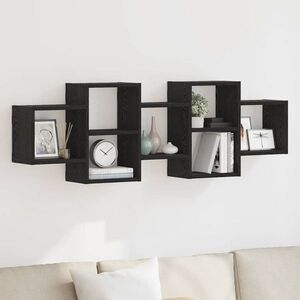 Imagine vidaXL Raft de perete, stejar negru, 129x18x42 cm, lemn prelucrat
