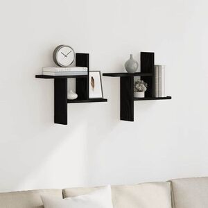 Imagine vidaXL Rafturi de perete 2 buc. stejar negru 38x12x38 cm lemn prelucrat