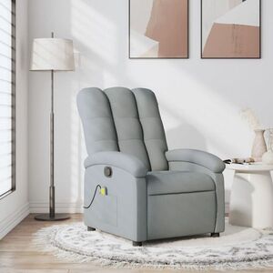 Imagine vidaXL Fotoliu reclinabil cu masaj, gri deschis, material textil