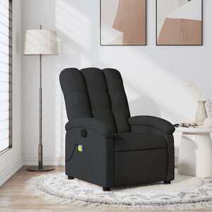 Imagine vidaXL Fotoliu reclinabil cu masaj, material textil negru