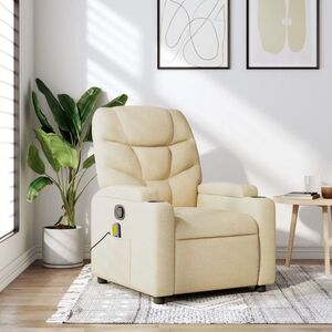 Imagine vidaXL Fotoliu de masaj reclinabil, material textil crem