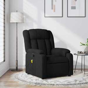 Imagine vidaXL Fotoliu reclinabil cu masaj, material textil negru
