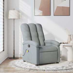 Imagine vidaXL Fotoliu reclinabil cu masaj, gri deschis, material textil