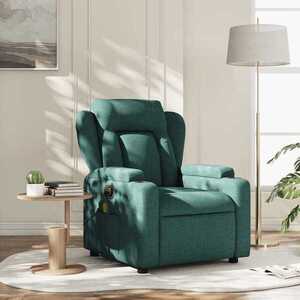 Imagine vidaXL Fotoliu reclinabil cu masaj, verde închis, material textil