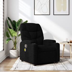 Imagine vidaXL Fotoliu reclinabil cu masaj, material textil negru