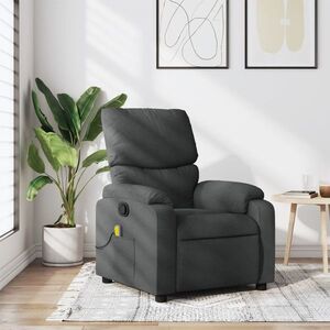 Imagine vidaXL Fotoliu reclinabil cu masaj, gri închis, material textil