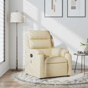 Imagine vidaXL Fotoliu de masaj reclinabil, material textil crem
