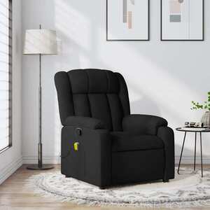 Imagine vidaXL Fotoliu reclinabil cu masaj, material textil negru