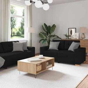 Imagine vidaXL Set canapele 2 piese cu perne, material textil negru