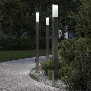 Imagine vidaXL Stâlpi iluminatori cu senzor și priză, 3 buc., 110 cm, oțel inoxidabil, IP44