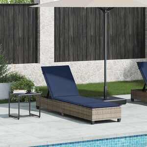 Imagine vidaXL Șezlong cu perne gri 55x200x25, 5 cm, poliratan