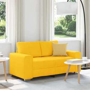 Imagine vidaXL Canapea extensibilă cu două locuri, galben deschis, 160x77x82 cm, material catifea reiată