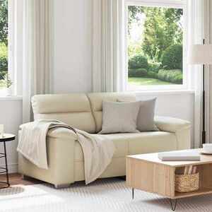 Imagine vidaXL Canapea cu 2 locuri, crem, 160x81x84 cm, piele ecologică