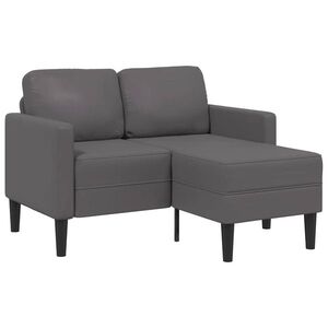 Imagine vidaXL Canapea cu 2 locuri și șezlong în formă de L, gri, 125 cm, piele ecologică