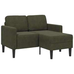 Imagine vidaXL Canapea cu 2 locuri și șezlong în formă de L, verde militar, 125 cm, piele ecologică