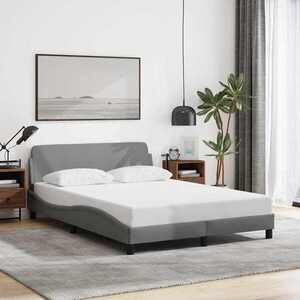 Imagine vidaXL Cadru de pat Dover gri deschis 135x190 cm, material textil