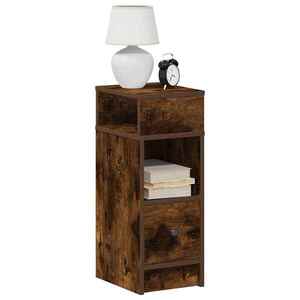 Imagine vidaXL Noptiere 2 buc cu sertar stejar afumat 25x31x66 cm