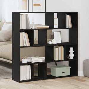 Imagine vidaXL Bibliotecă/Separator de cameră, stejar negru, 105x24x102 cm