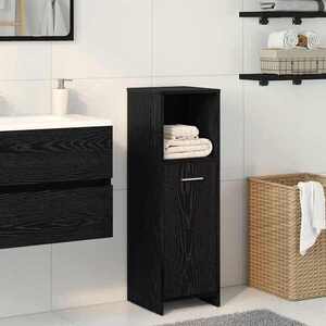 Imagine vidaXL Dulap de baie din stejar negru, 30x30x95 cm, lemn prelucrat